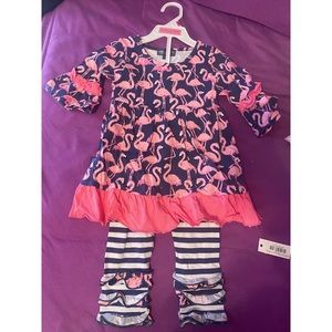 NWT SIMPLY SOUTHERN KENTUCKY FLAMINGO SET 6-12 months